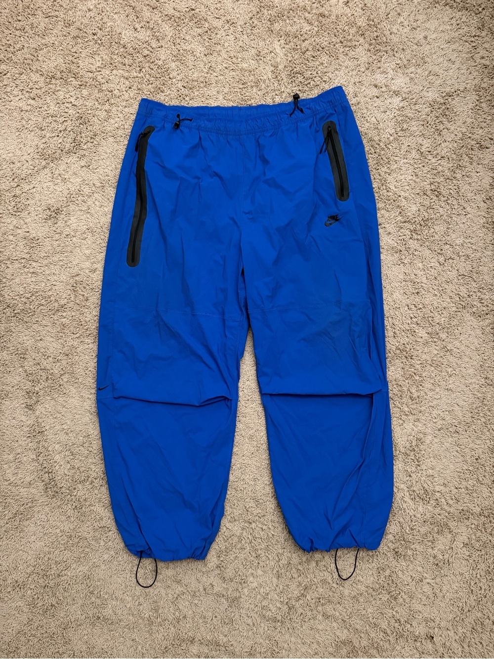 Nike Mens Med Air Tech Woven Oversized Baggy Stacked Pants Royal Blue Size 2XL